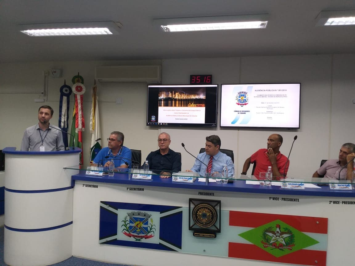 Reajuste de energia é tema de audiência pública na Câmara de Vereadores