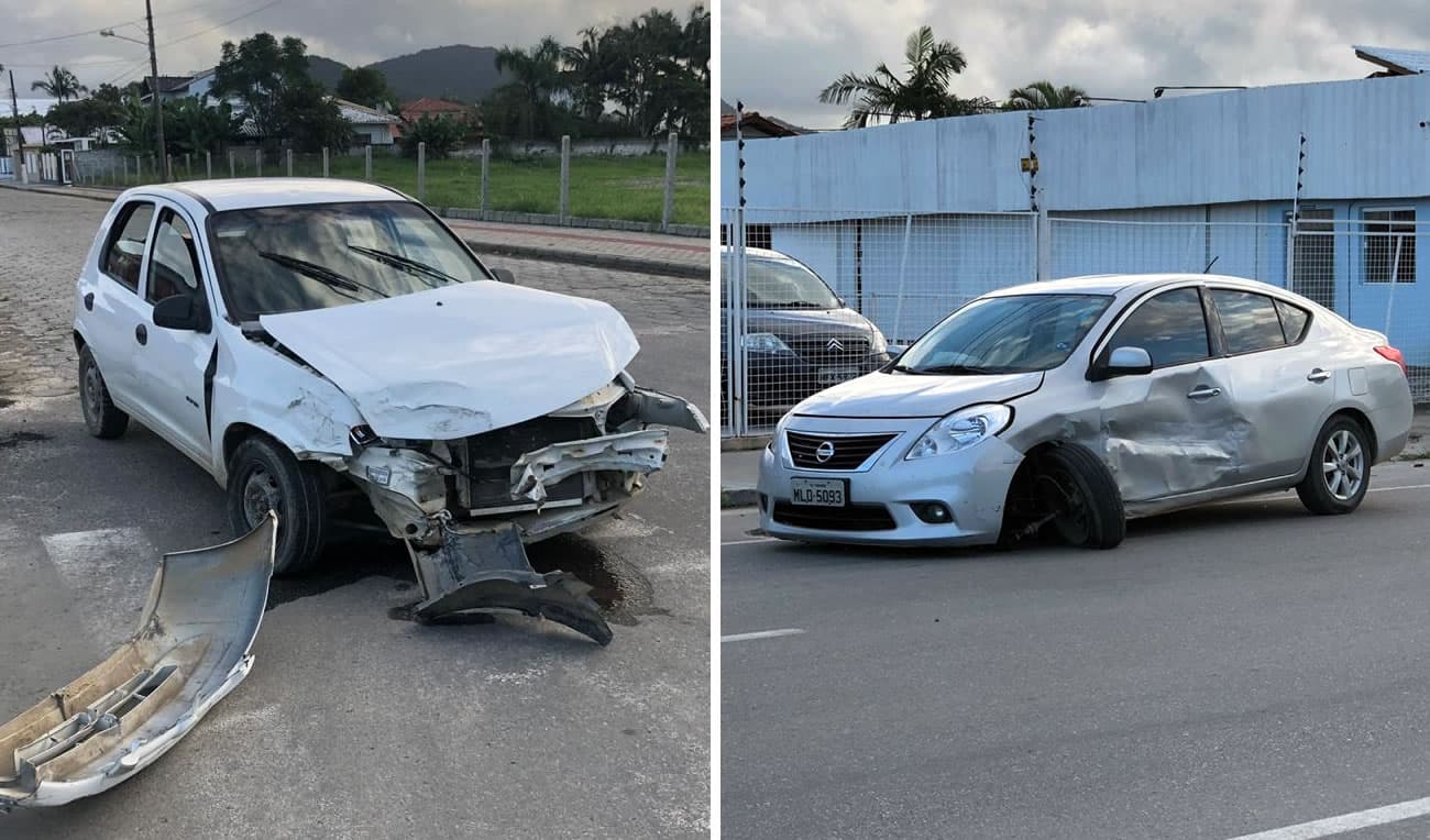 Motorista faz cruzamento irregular, bate em outro carro e foge