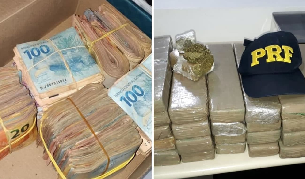 Operação apreende mais de R$ 45 mil sem procedência e 45 quilos de maconha na BR-101