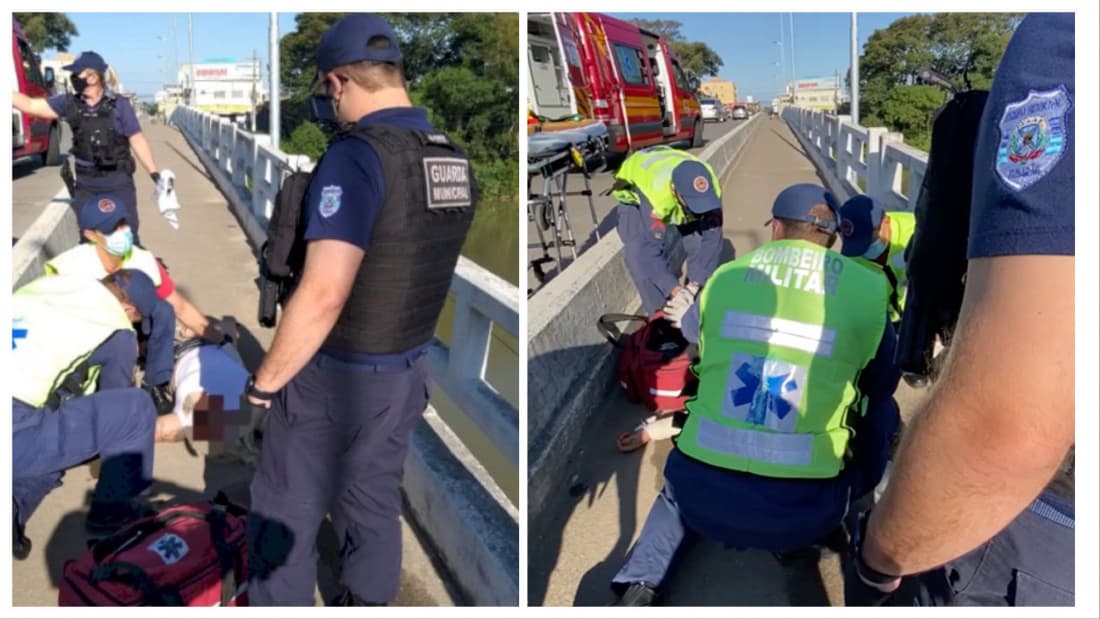 Mulher é impedida de se jogar de ponte por agentes da GMT