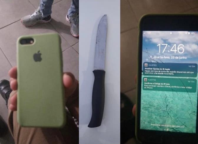 Ladrão é detido por populares após ameaçar jovem com faca para roubar celular