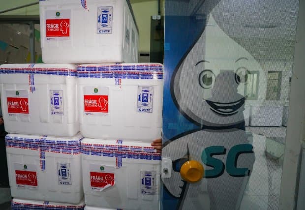 SC recebe mais 309 mil doses da vacina contra a Covid-19