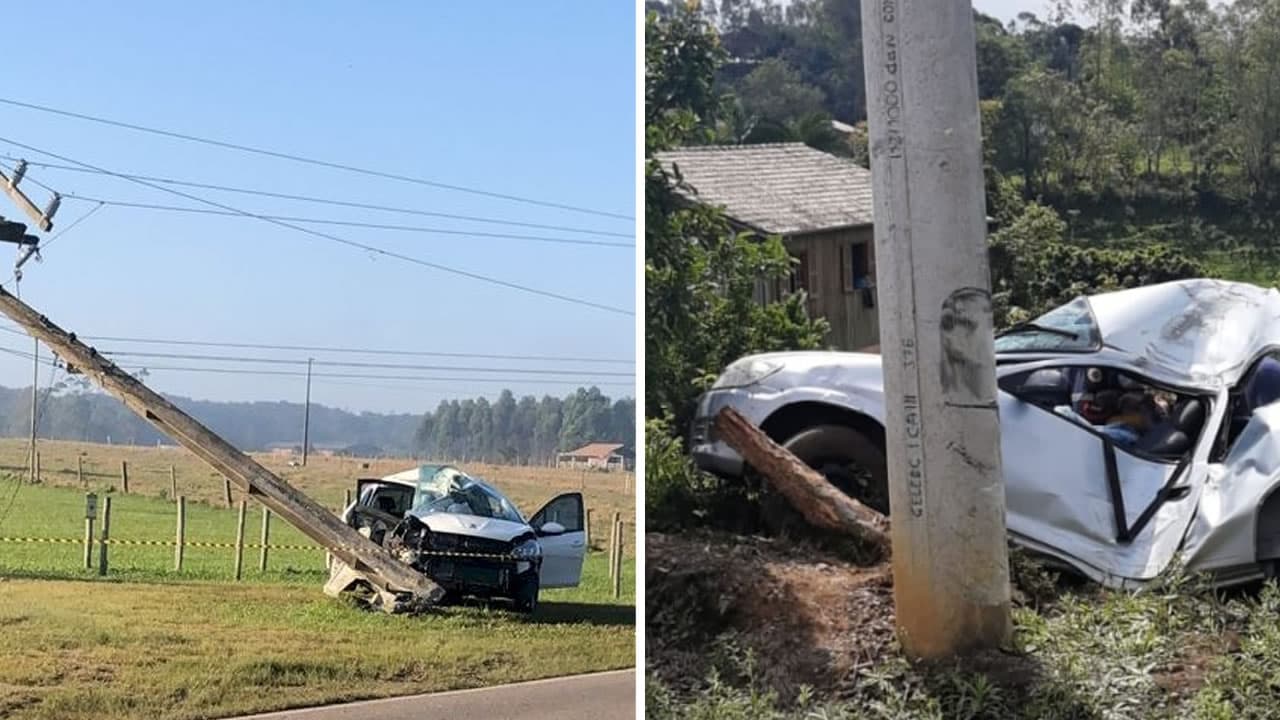 Motoristas ficam feridas após acidentes envolvendo carros e postes