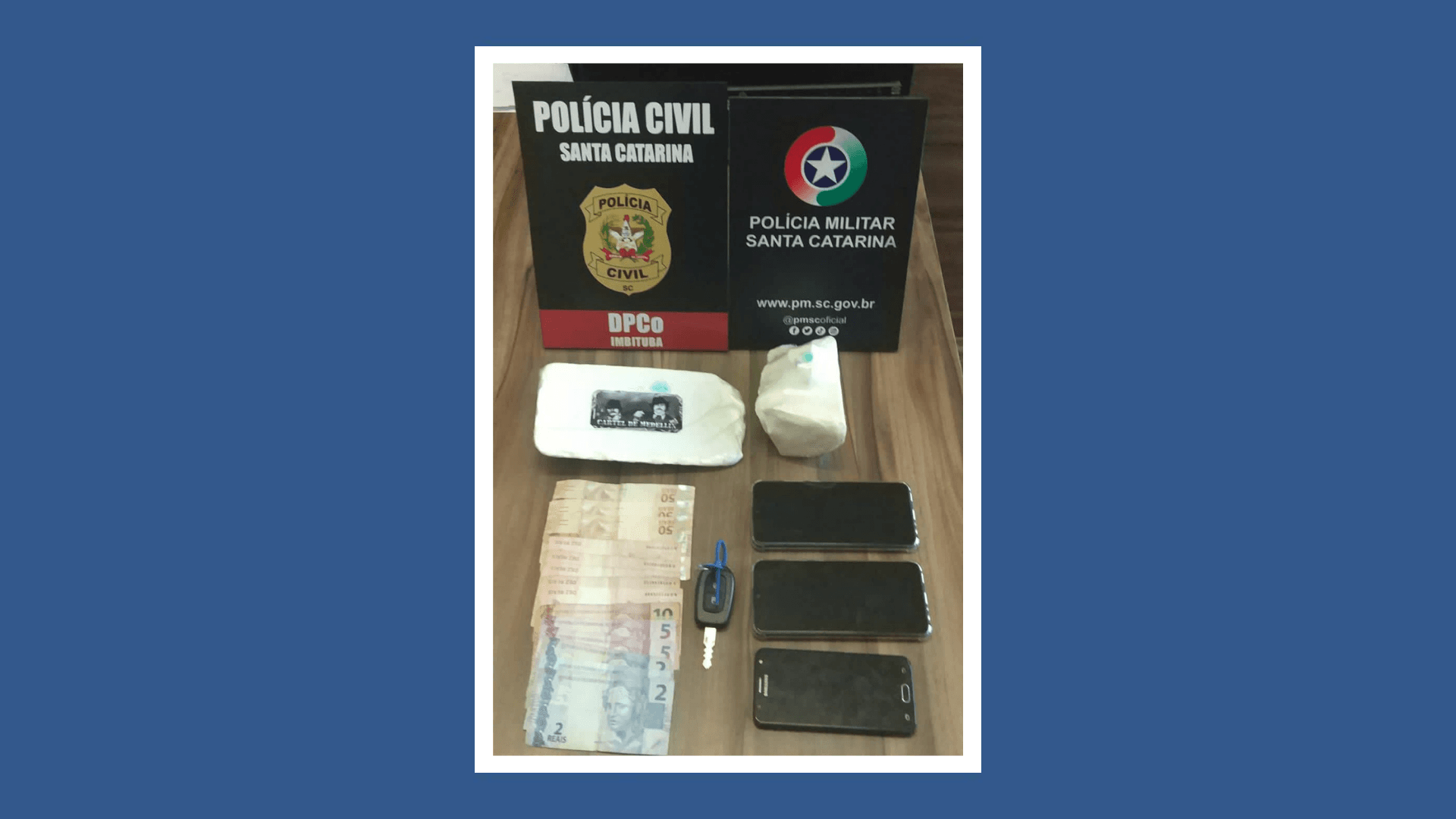 Um quilo de cocaína é apreendido durante fiscalização