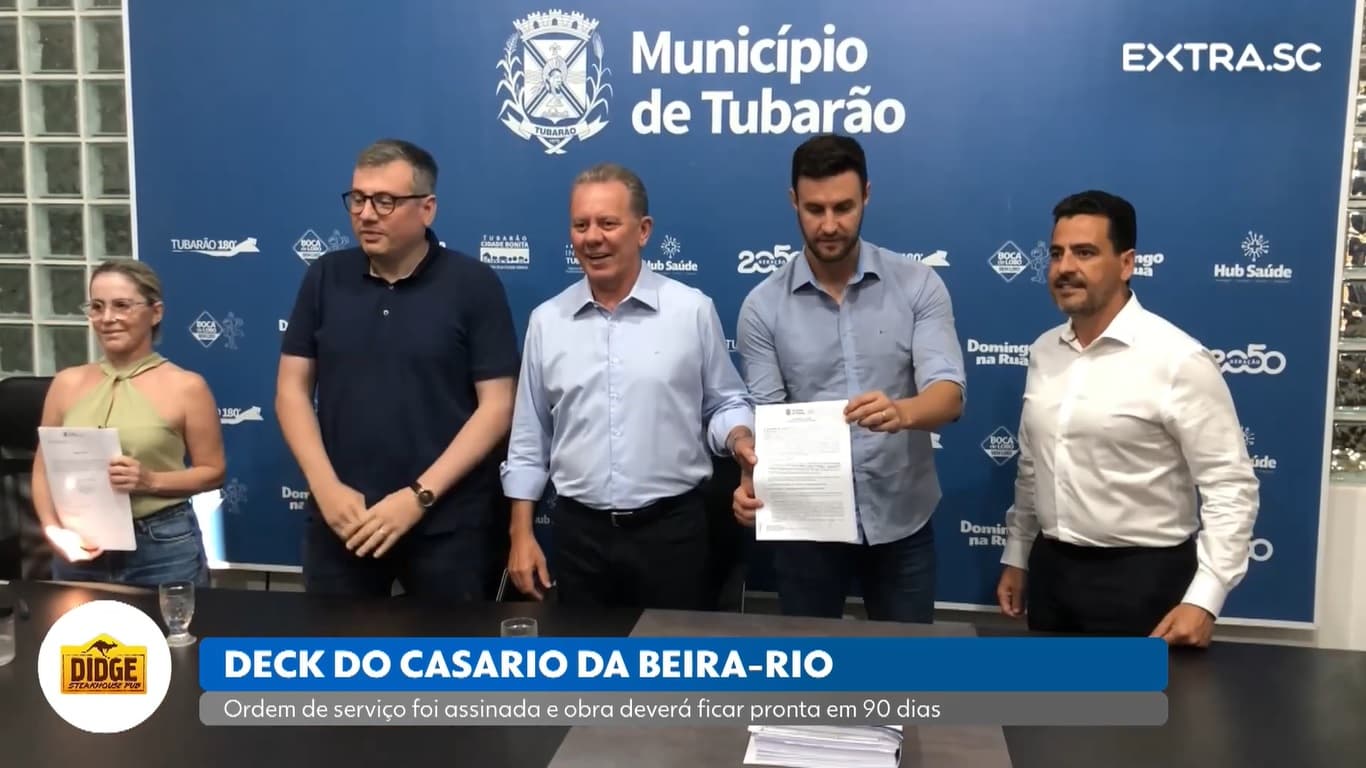 Ordem de serviço para construção do deck da beira rio é assinada