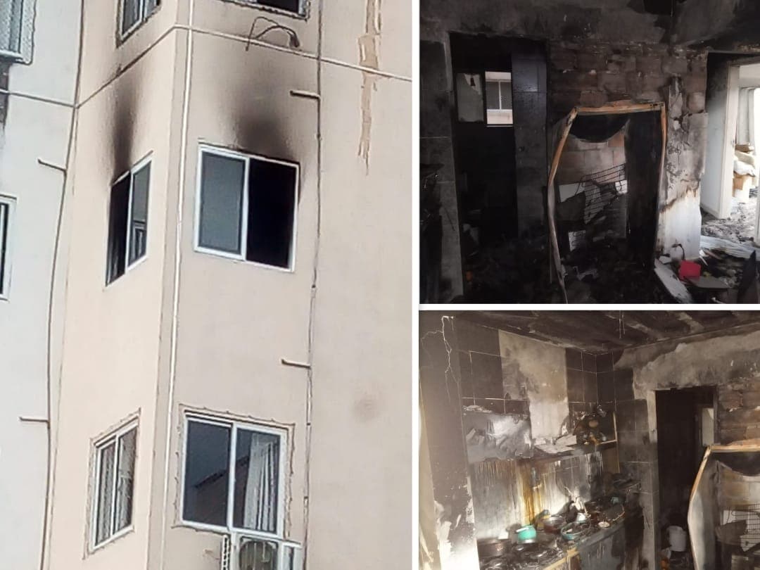 Idoso sofre queimaduras de 2º e 3º graus durante incêndio em apartamento