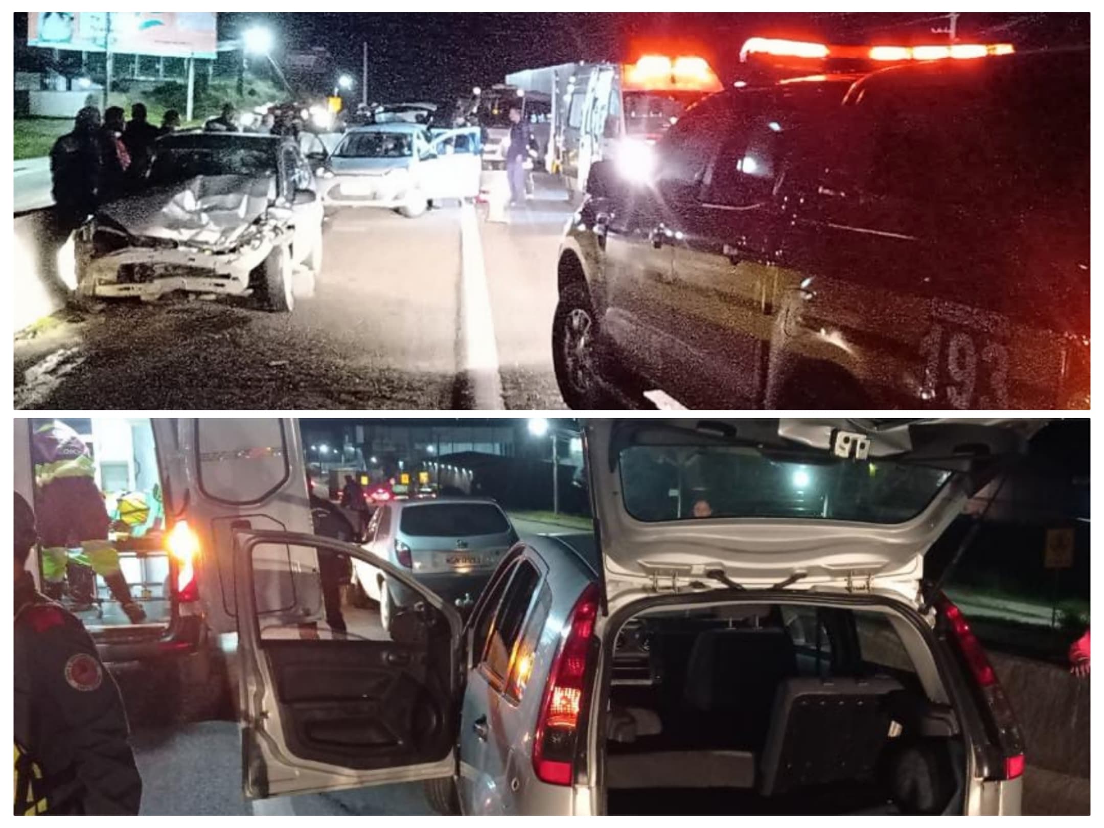 Três pessoas ficam feridas em acidente envolvendo três veículos