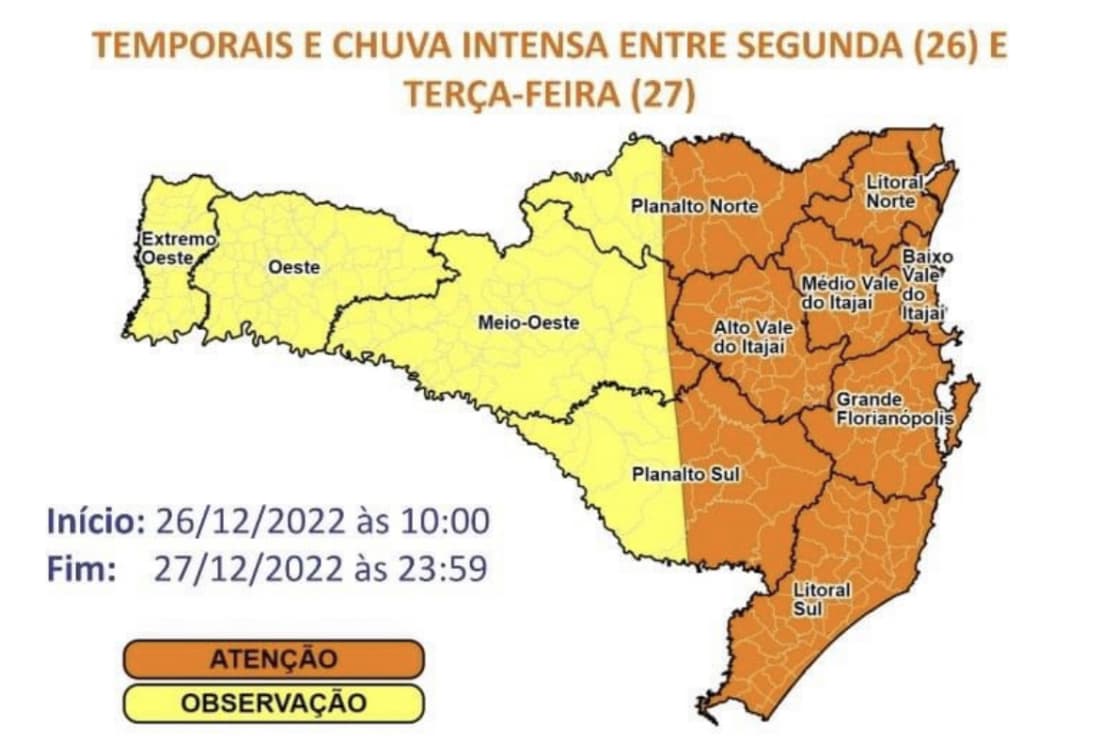 Última semana do ano começa com previsão de chuva e vento