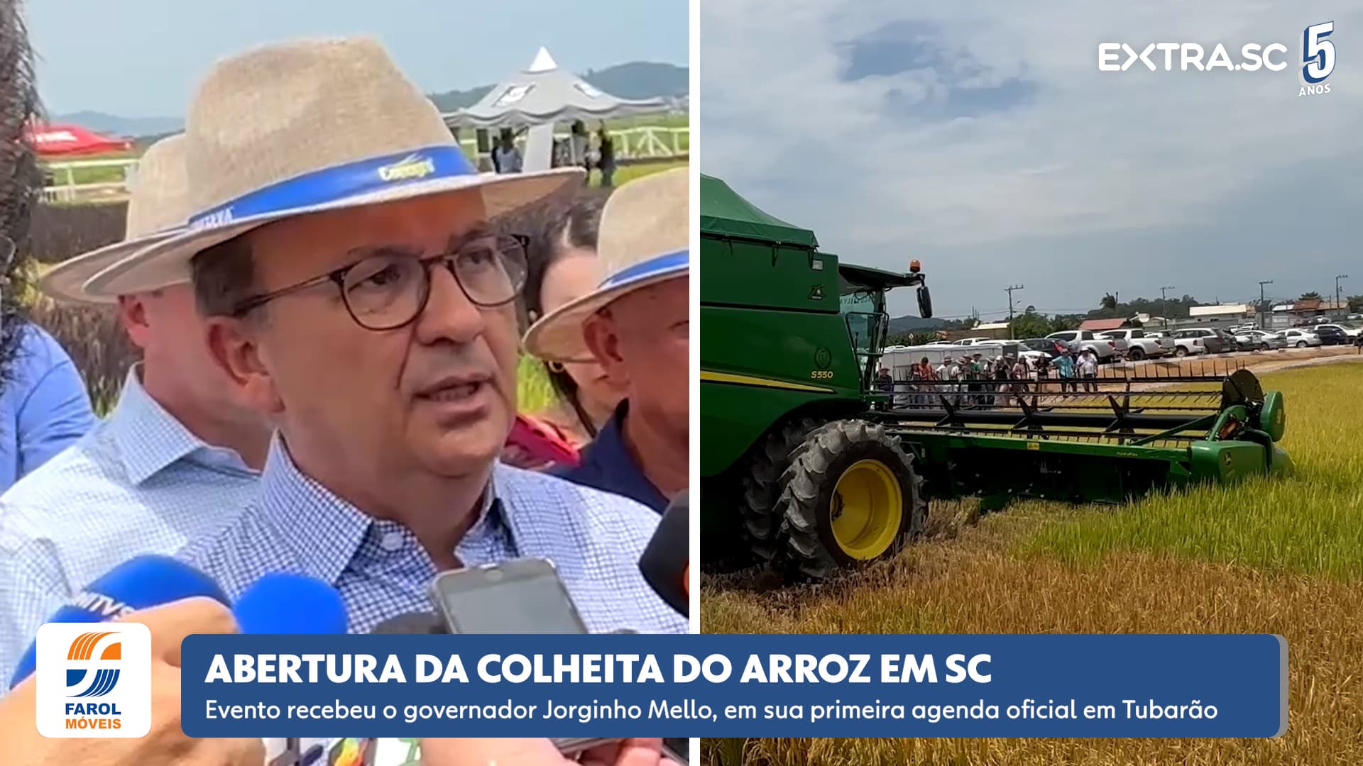 Com a presença do governador, Tubarão abre a safra da colheita de arroz em Santa Catarina