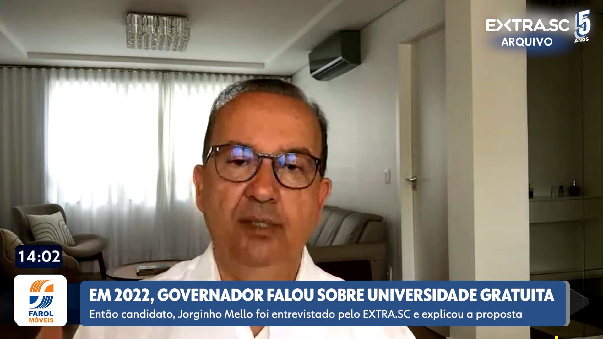 Em 2022, Jorginho Mello falou ao EXTRA.SC sobre o Universidade Gratuita