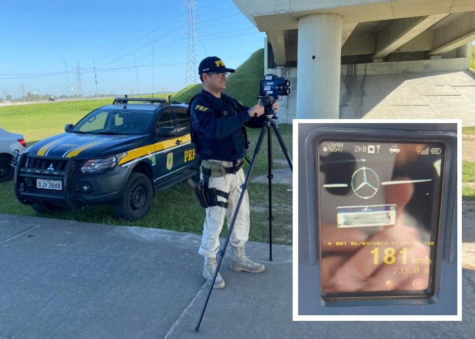 Carro é flagrado a 181 km/h na BR-101, em Imbituba