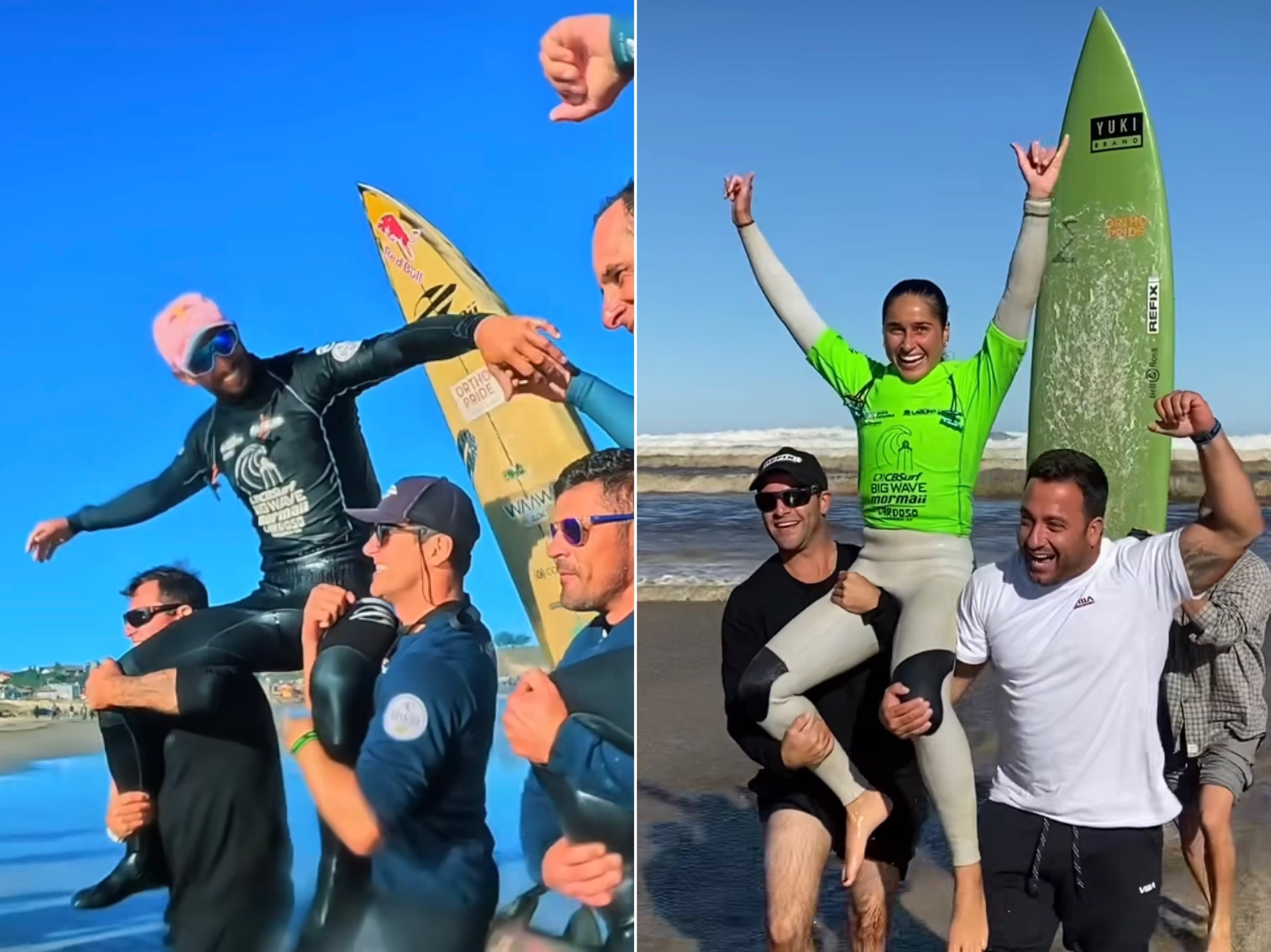 Lucas Chumbo e Michele Bouillons são os campeões do CBSurf Big Wave Mormaii no Farol de Santa Marta