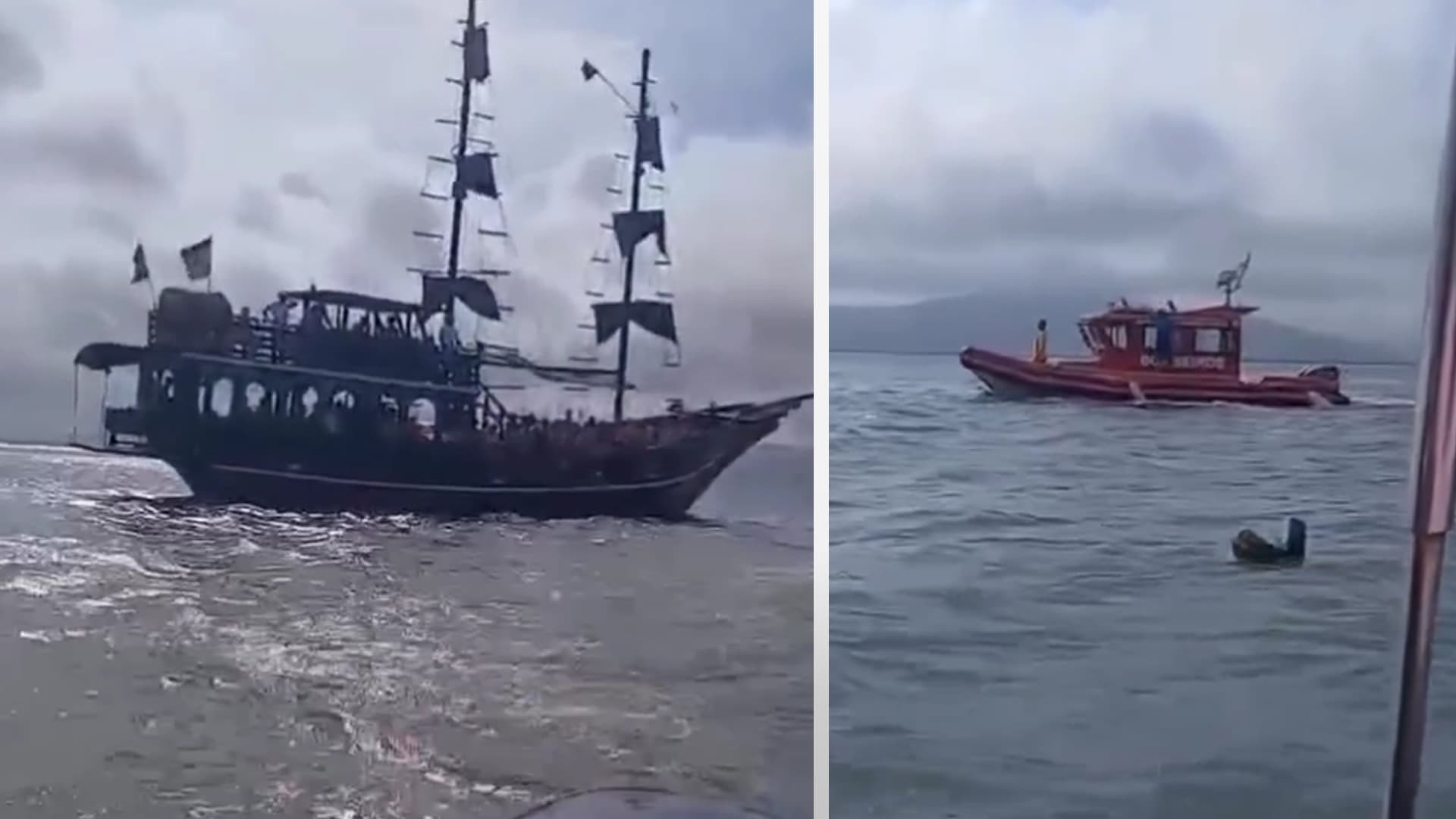 Nova escuna turística encalha em Laguna durante viagem de estreia