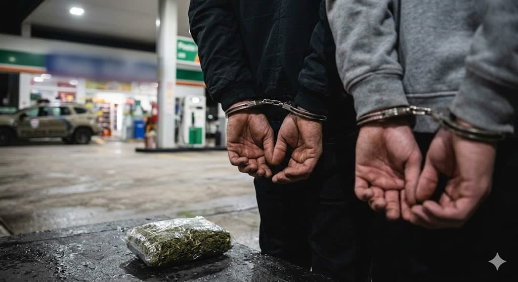 Homens são presos com skunk durante abordagem em posto de combustíveis