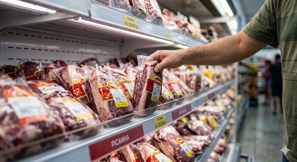 Homem é preso após furtar peça de picanha em supermercado