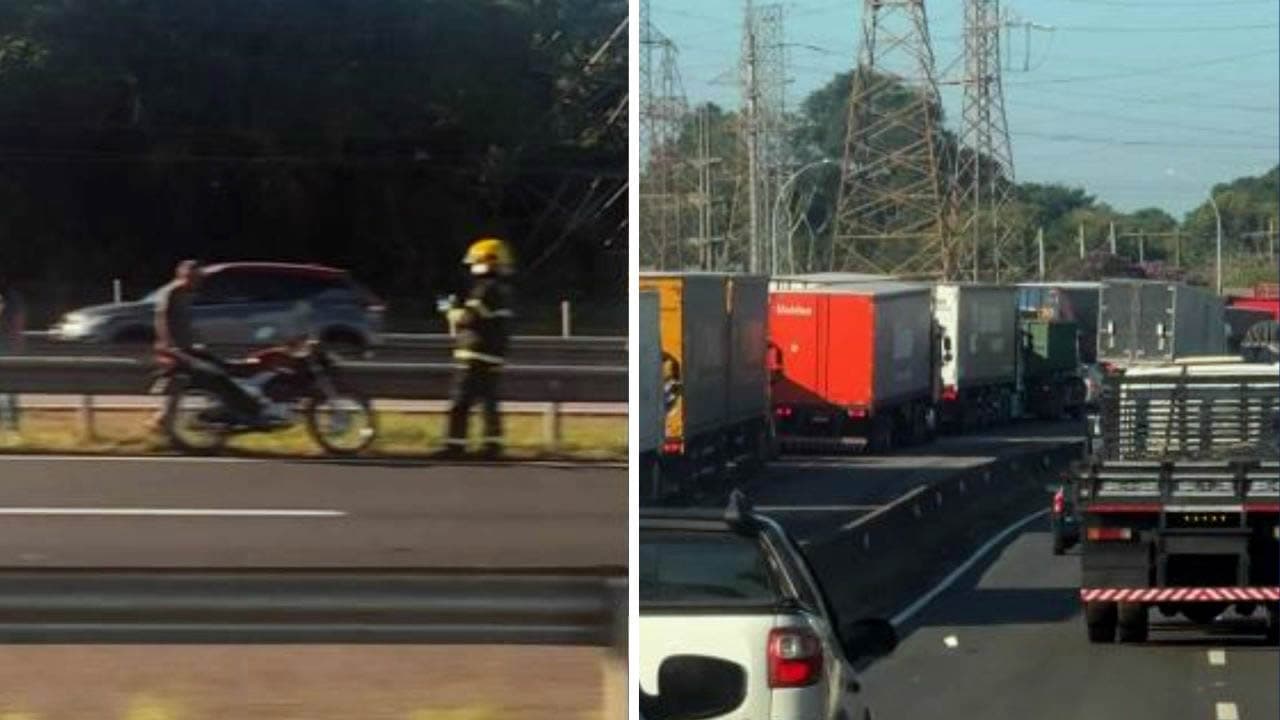 Queda de motociclista provoca congestionamento na BR-101