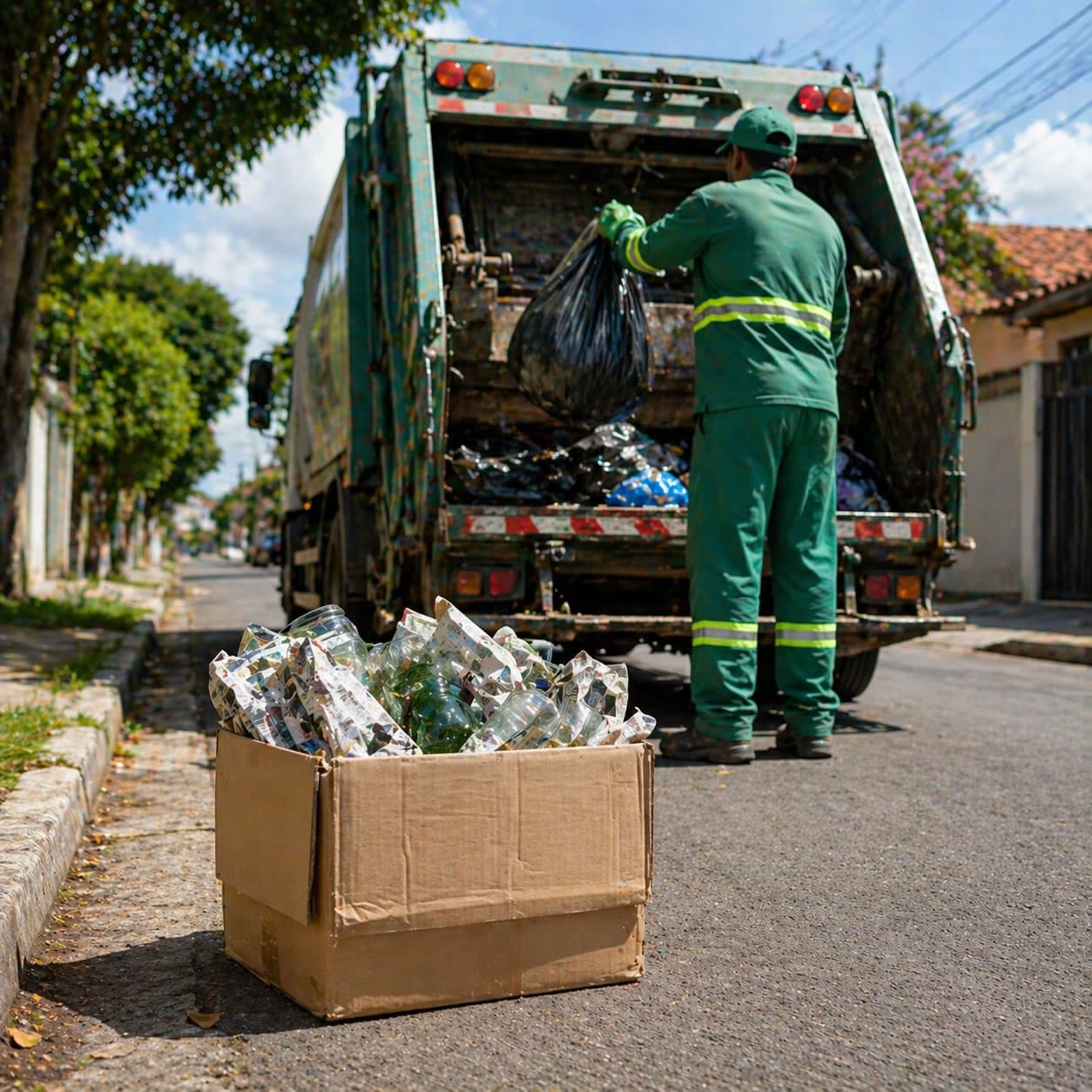 Vidro quebrado no lixo vira risco silencioso para coletores