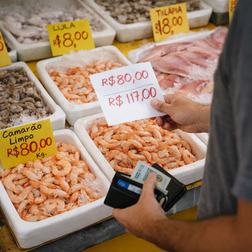 Preço do camarão dispara e varia até 46% antes do feriadão de Páscoa