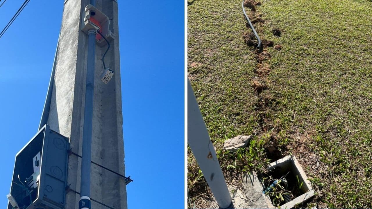 Mais de 1 km de fios são furtados de praça antes mesmo da ligação de energia
