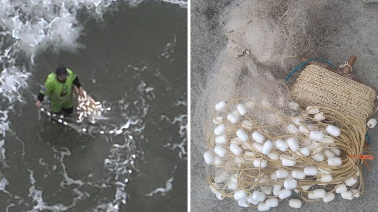 Pesca ilegal na boca da barra termina com autuação e apreensão