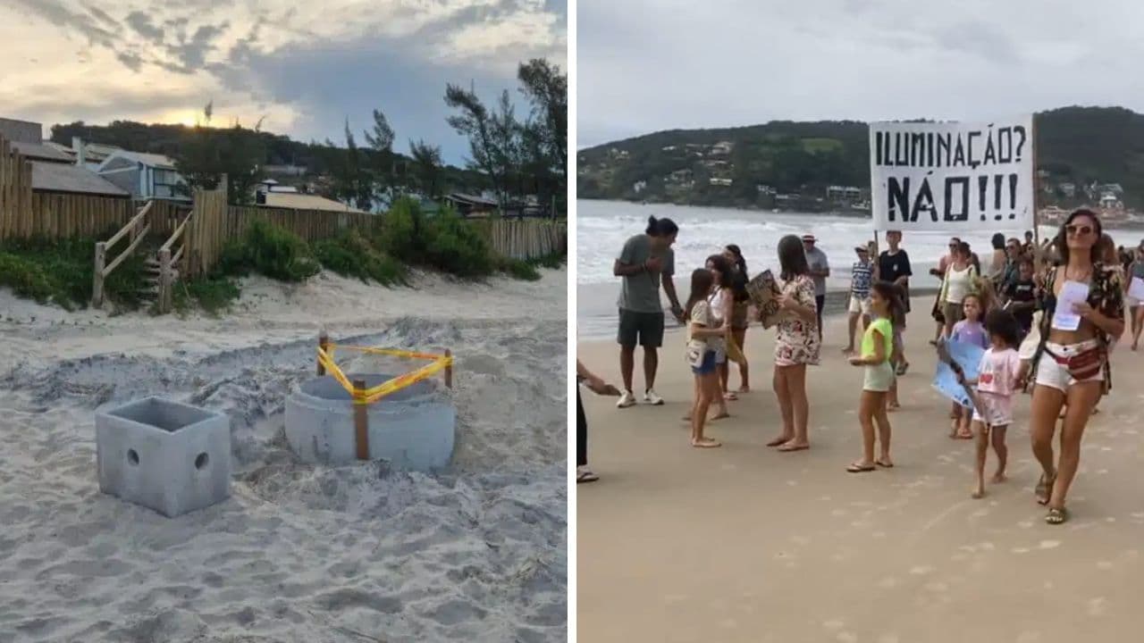 ▶️ Instalação de iluminação na praia vira alvo de protesto em Garopaba