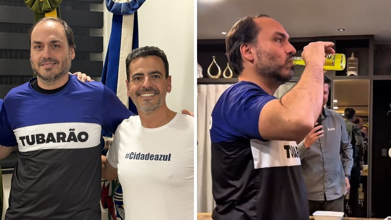 Carlos Bolsonaro vem a Tubarão, bebe laranjinha e reforça Soratto