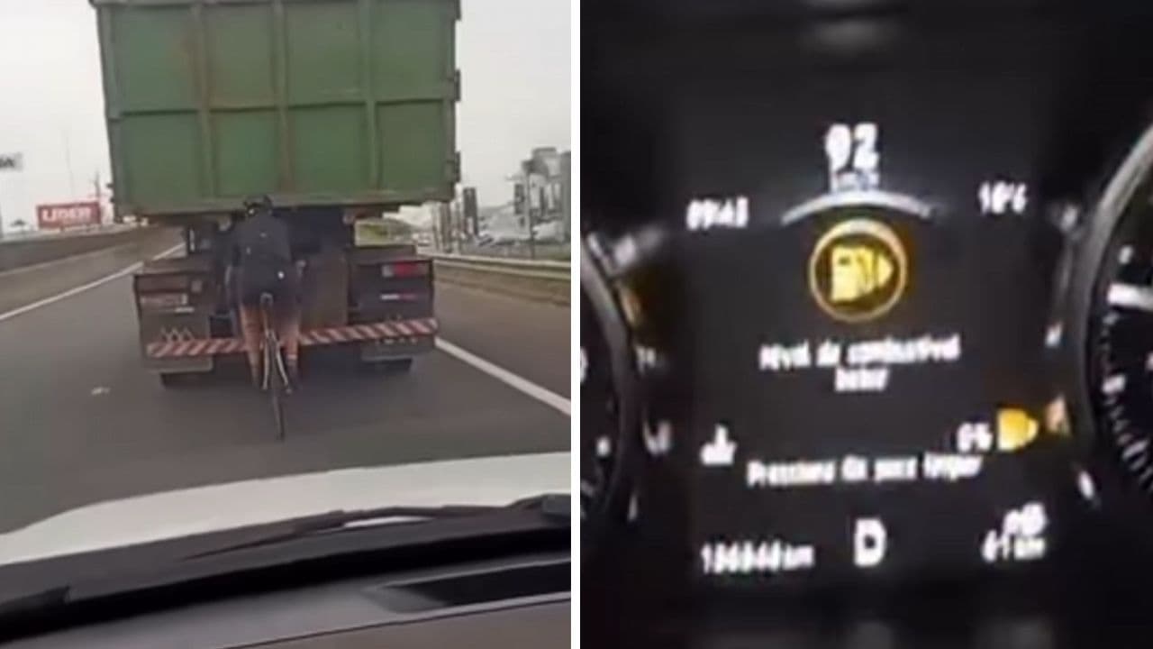 ▶️ Ciclista é flagrado pegando vácuo de caminhão na BR-101
