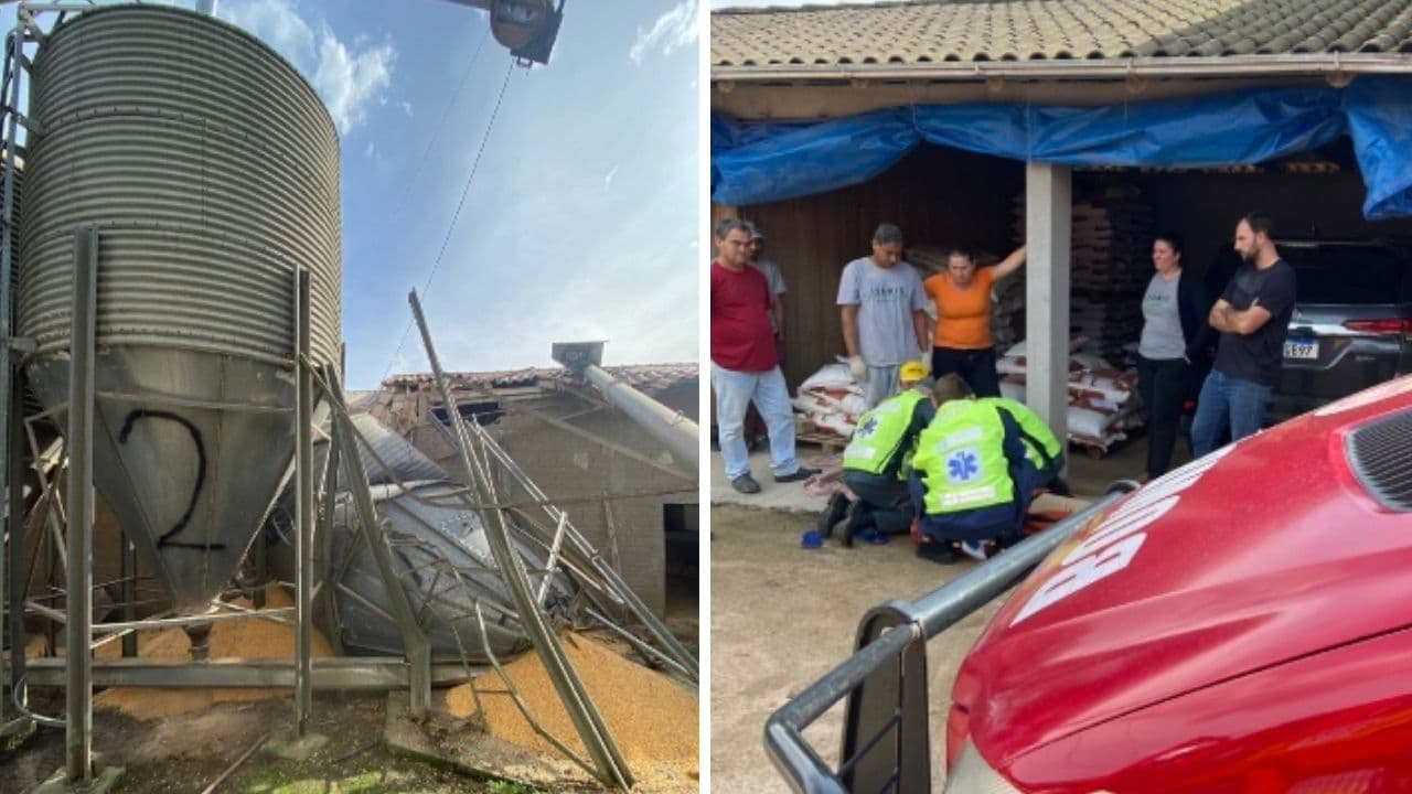 Trabalhador escapa após desabamento de silos em São Ludgero