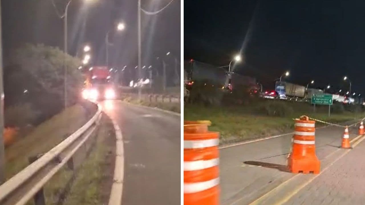 Caminhoneiros são acordados após dormirem em congestionamento na BR-101