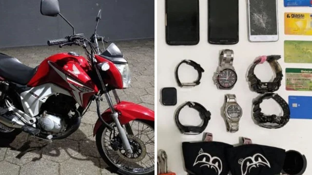 Homem é preso com moto furtada e diversos objetos de origem suspeita