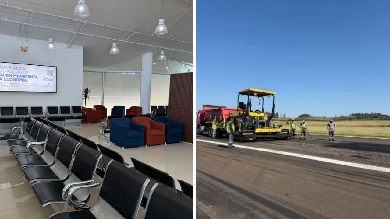 Aeroporto de Jaguaruna passa por obras no terminal e recebe melhorias na pista