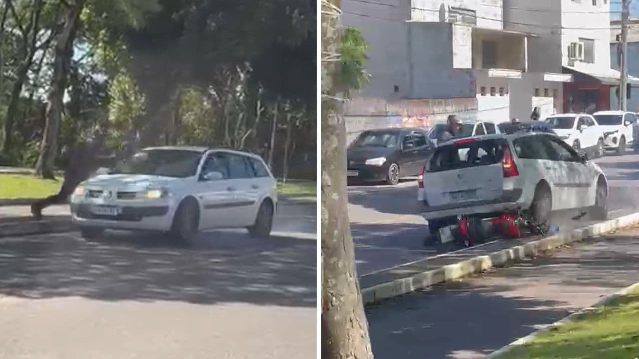 ▶️ Briga de trânsito termina com capacetada em carro e moto destruída