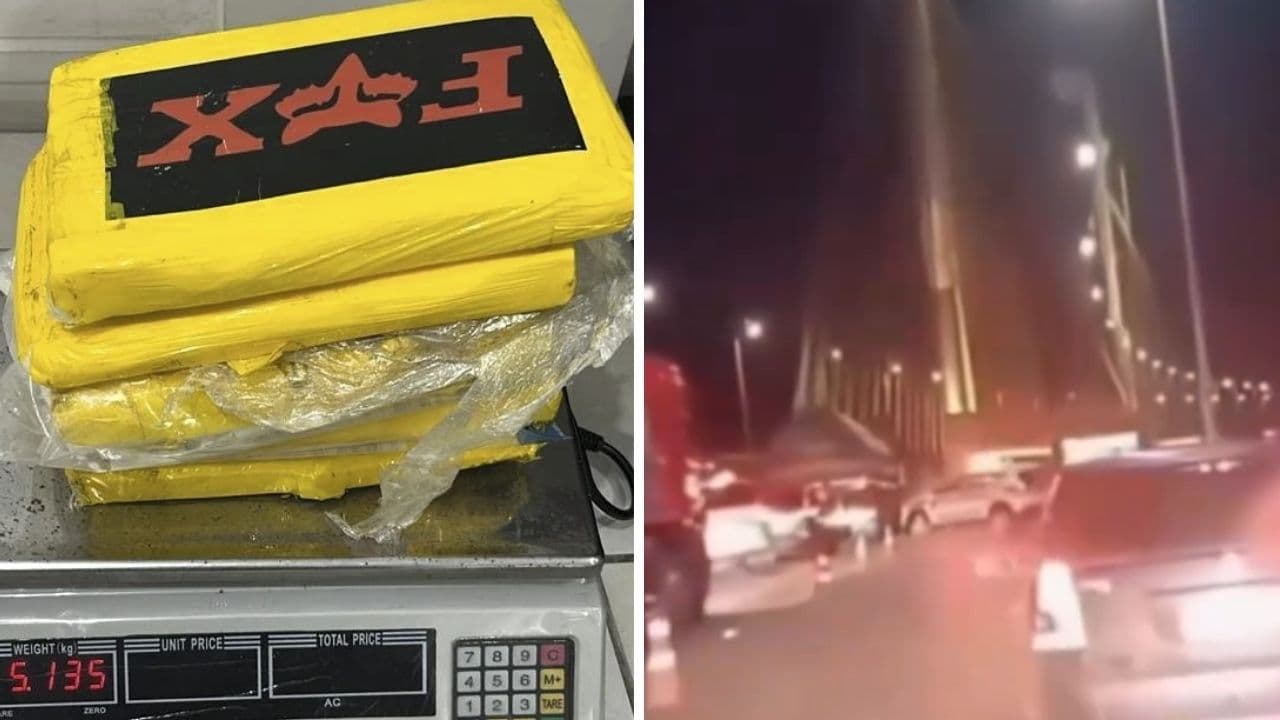 ▶️ Dupla joga cocaína pela janela durante fuga da polícia na BR-101