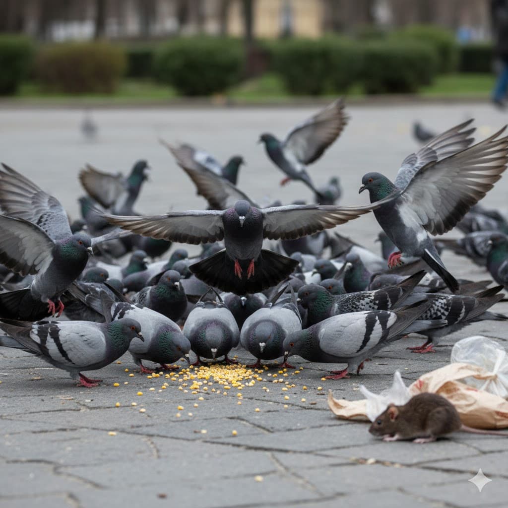 Alimentar pombos gera risco sanitário para doenças, alerta especialista