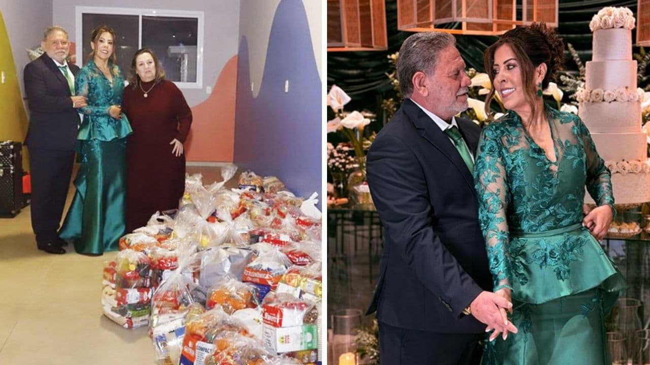 Casal troca presentes de bodas por cestas básicas e ajuda entidade social