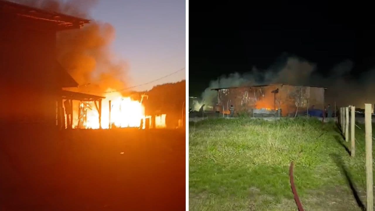 ▶️ Incêndio destrói residência, mas bombeiros impedem que fogo atinja galpão vizinho