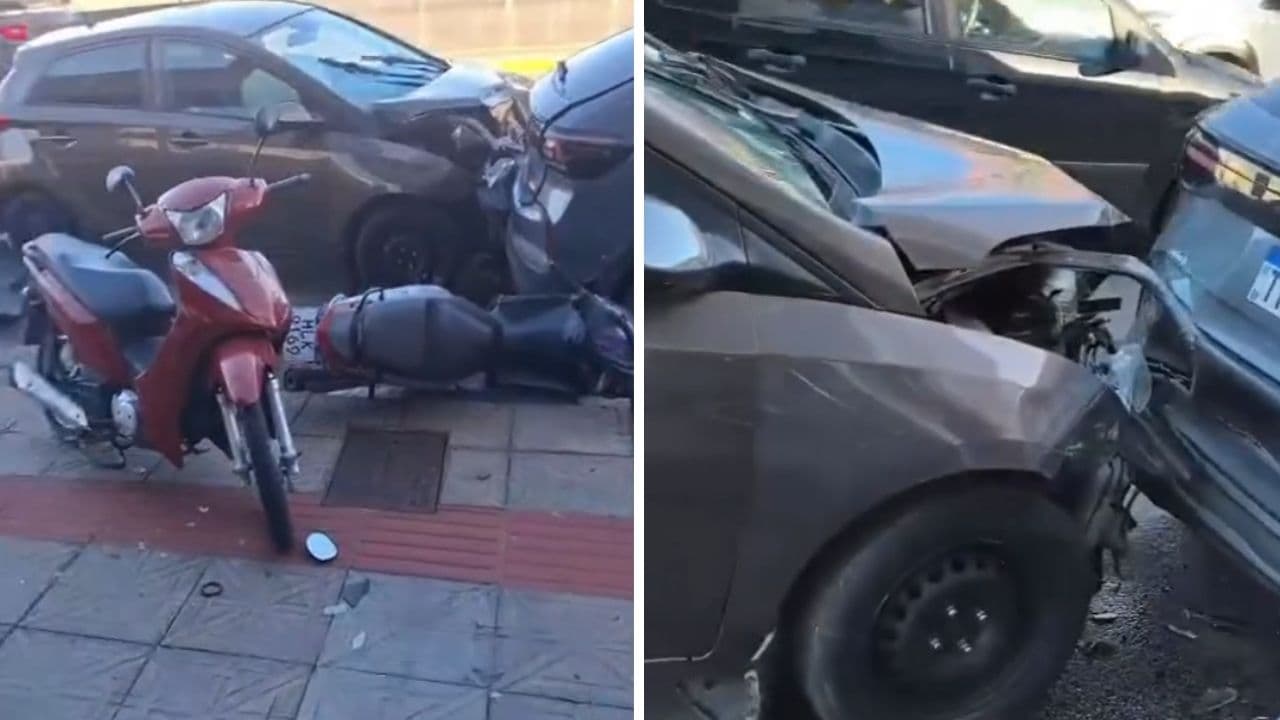 ▶️ Carro perde o controle e atinge vários veículos estacionados
