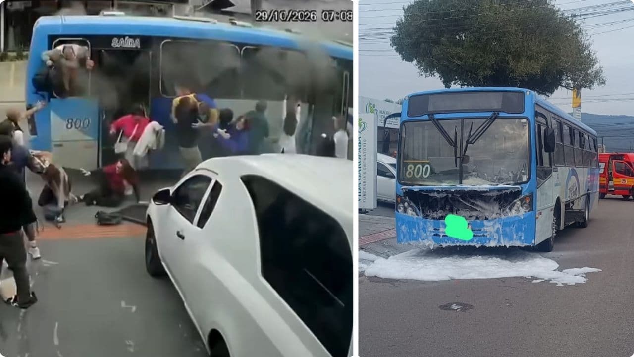 ▶️ Passageiros quebram janelas para escapar de incêndio em ônibus
